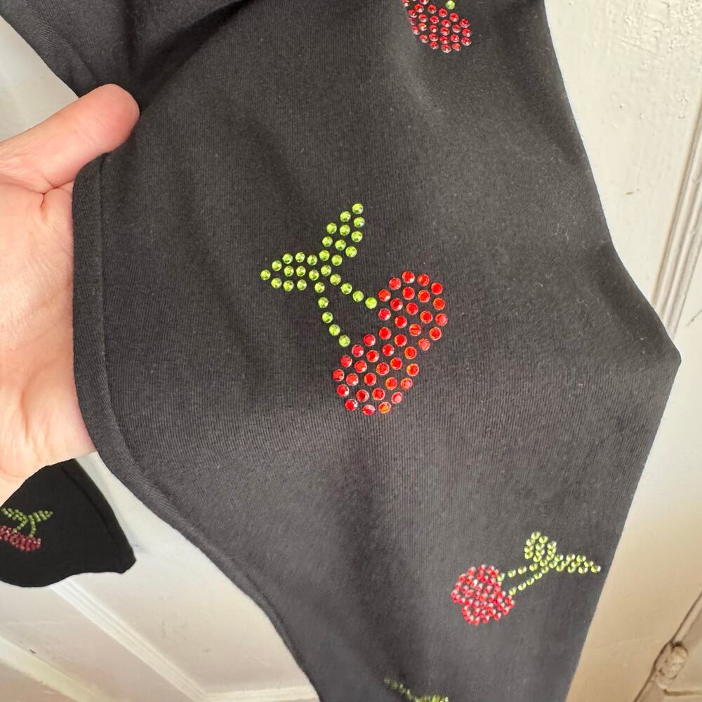 PINK VS Cherry Rhinestone High Waisted Yoga Leggings Size Large L Shine Black - Picture 7 of 8